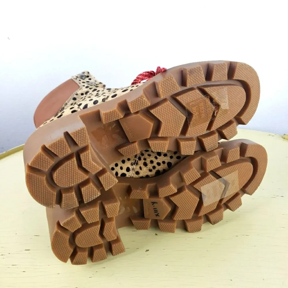 Women's Dolce Vita NWOB Calf Hair Animal Print Lace Up Heel Boots Size 7M - Picture 4 of 7